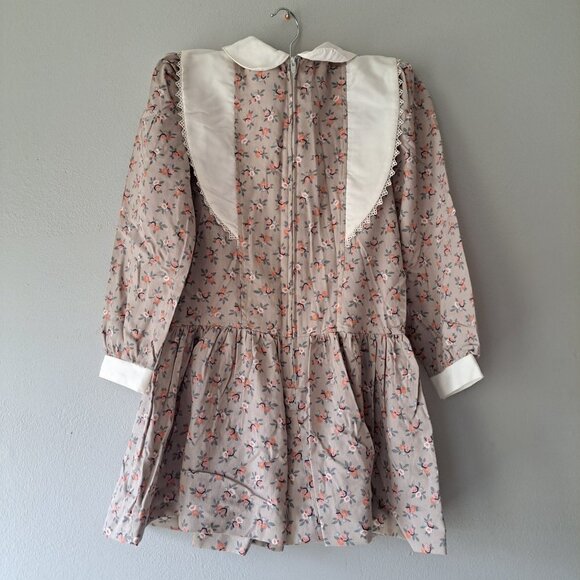 Vintage Coming‎ Thing Girls 80s Floral Long Sleeve Classic Knee Dress Size 6X - Picture 5 of 13